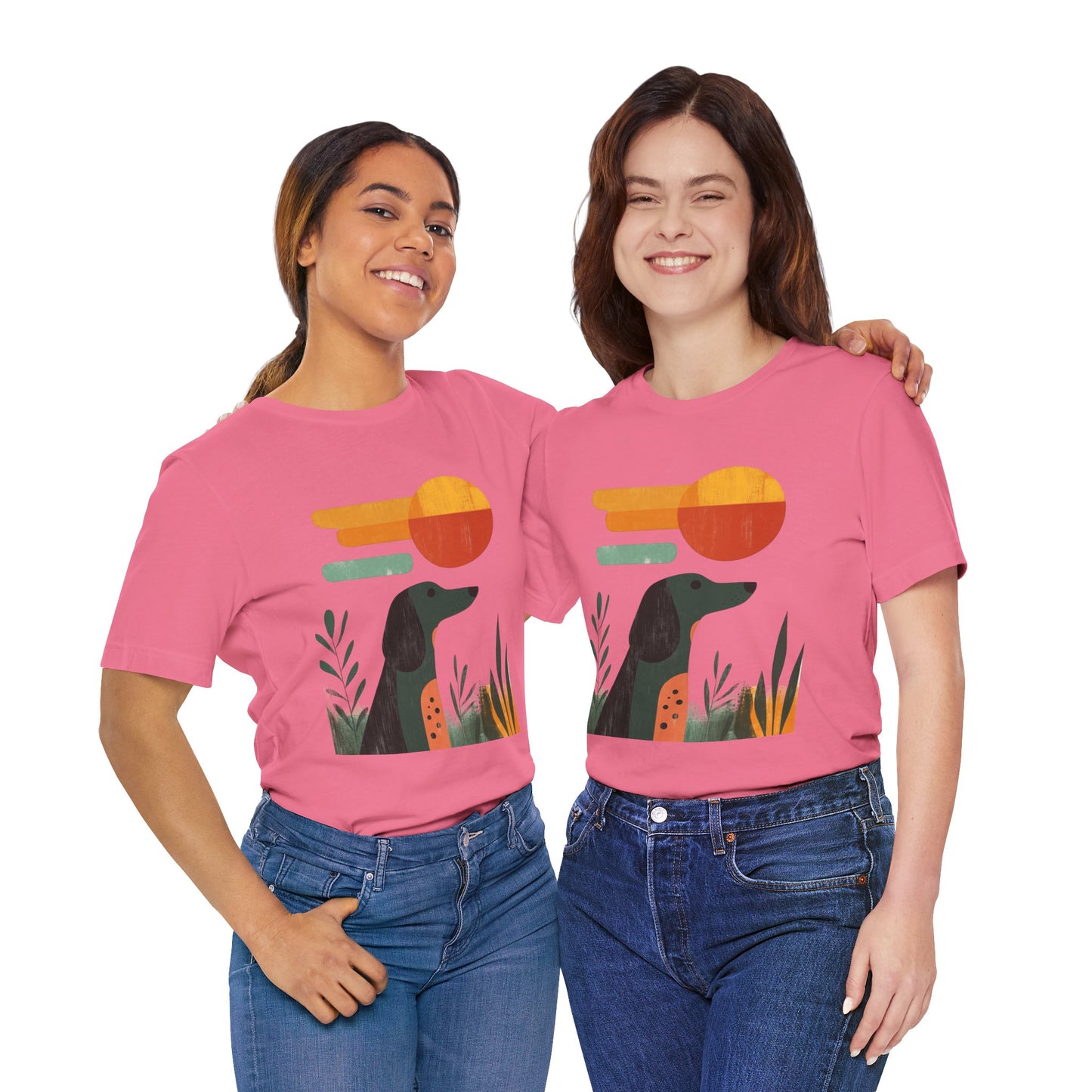 Dachshund Retro Sunset Minimalist Unisex Tee