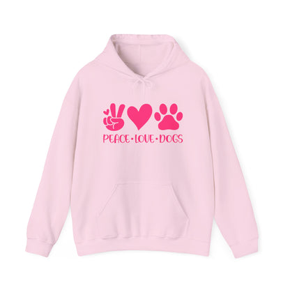 Peace Love Dogs - Pink Hearts and Paws Hoodie