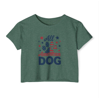All American Dog Crop Top – Patriotic 4th of July Pet Lover Tee