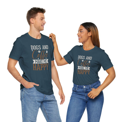Two people wearing matching blue t-shirts with text on a white background