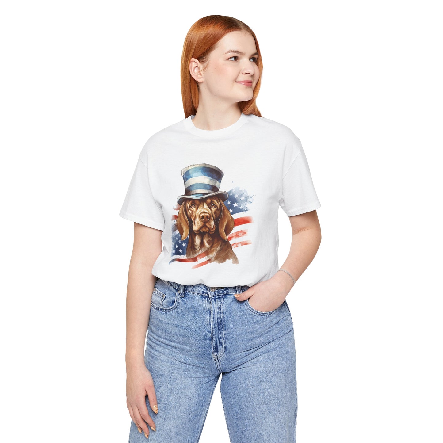 Patriotic Pup Tee – Red, White & Woof!