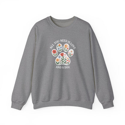 All You Need Is Love & A Dog | Floral Paw Print Sweatshirt