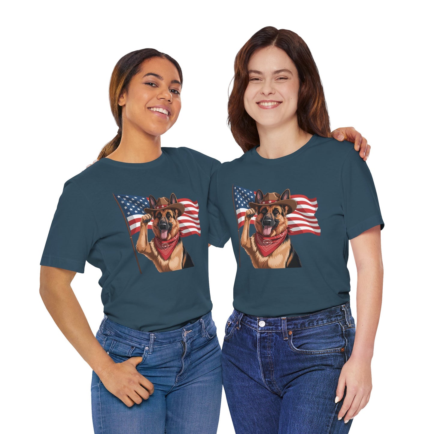 Stars, Stripes & Shepherds Tee – Cowboy Canine Patriot