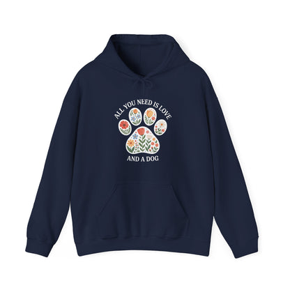All You Need Is Love & A Dog | Floral Paw Print Hoodie