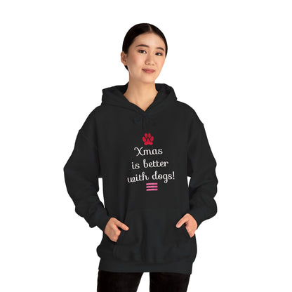 Xmas Is Better with Dogs - Holiday Paw Print Hoodie