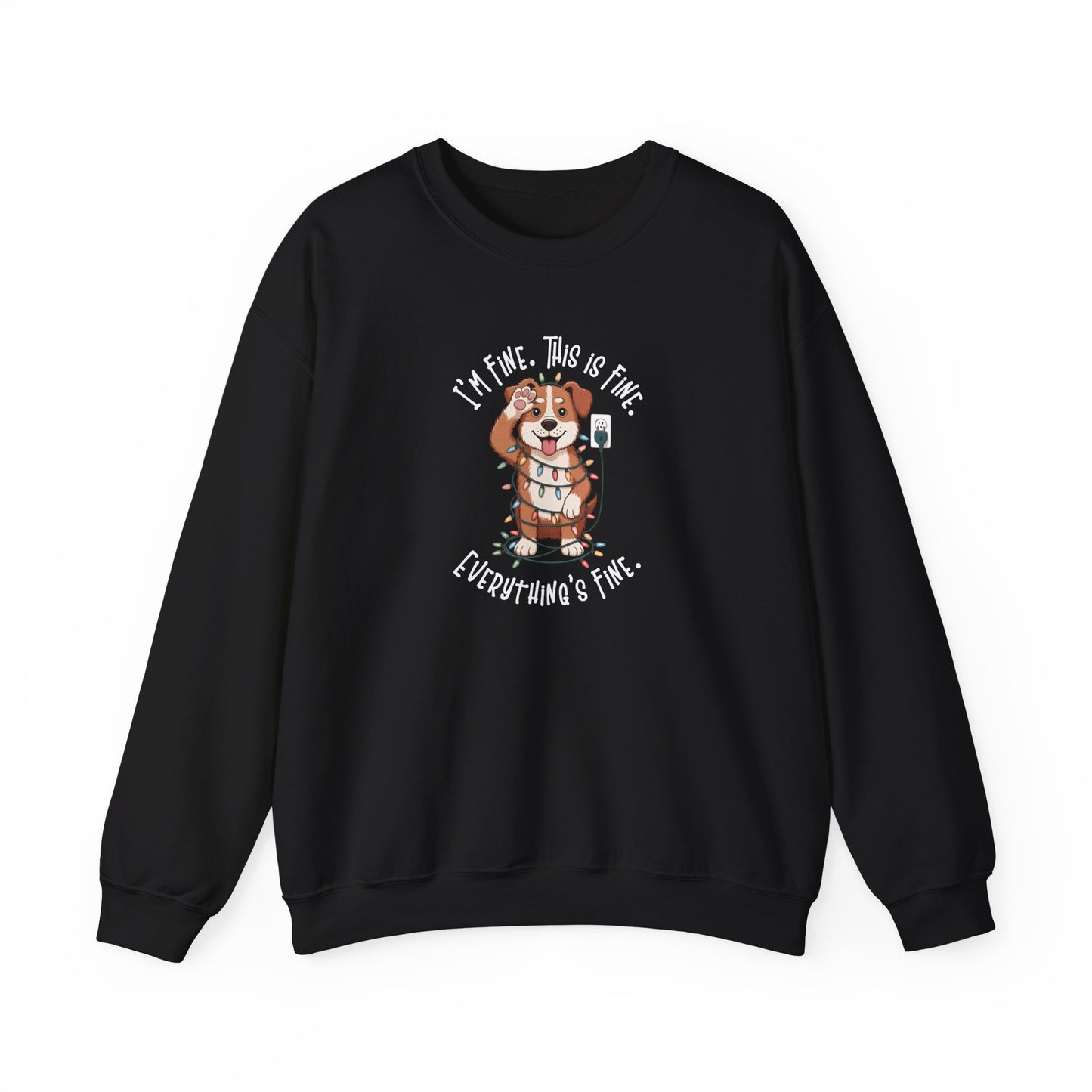 I'm Fine This Is Fine Dog Christmas Lights Sweatshirt