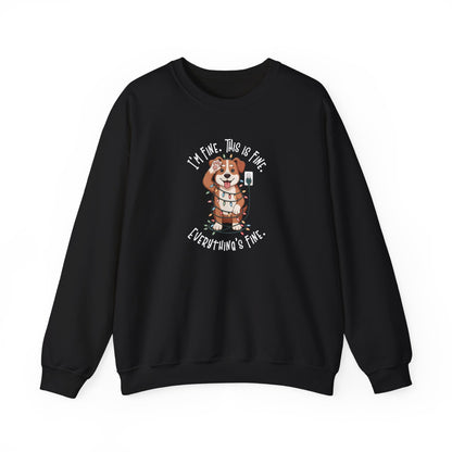 I'm Fine This Is Fine Dog Christmas Lights Sweatshirt