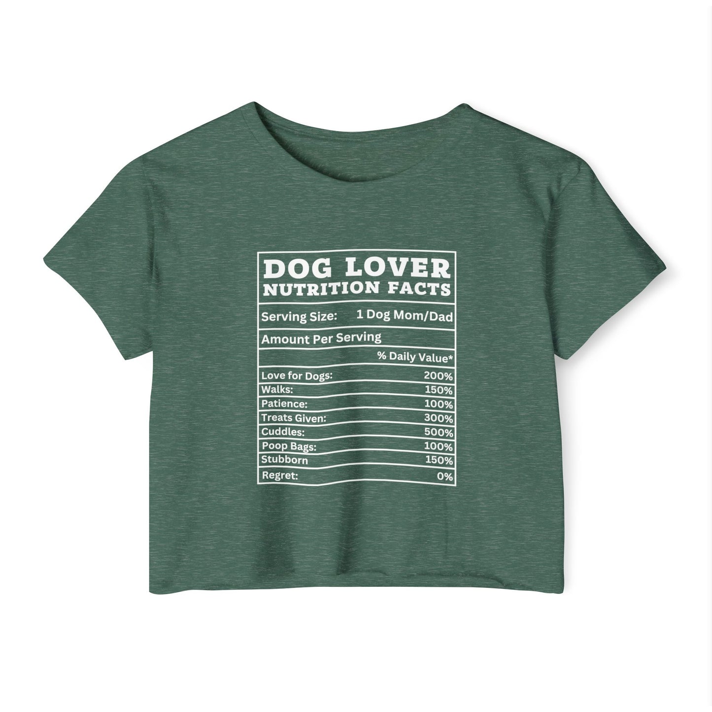 Dog Lover Nutrition Facts Crop Top – Funny Dog Mom Tee