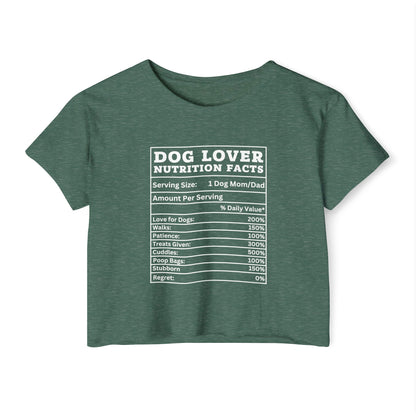 Dog Lover Nutrition Facts Crop Top – Funny Dog Mom Tee