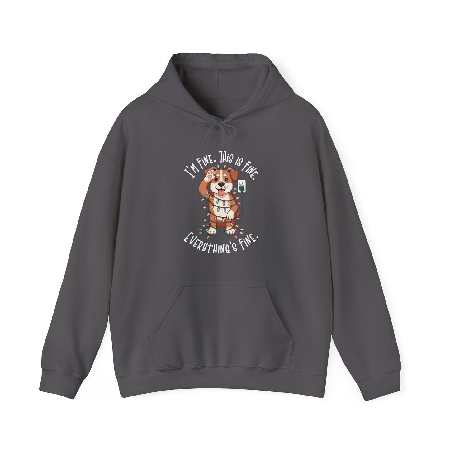 I'm Fine This Is Fine Dog Christmas Lights Hoodie