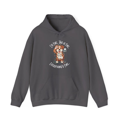 I'm Fine This Is Fine Dog Christmas Lights Hoodie