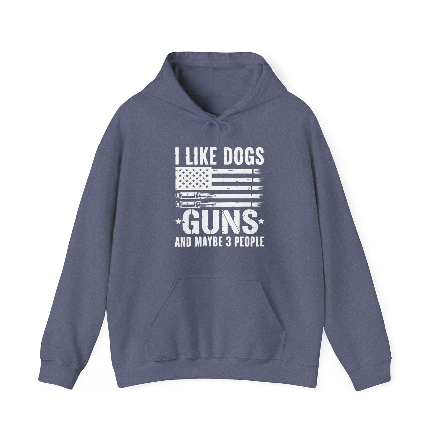 "I Like Dogs, Guns & Maybe 3 People" Patriotic Unisex Hoodie