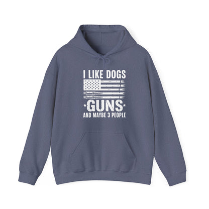 "I Like Dogs, Guns & Maybe 3 People" Patriotic Unisex Hoodie