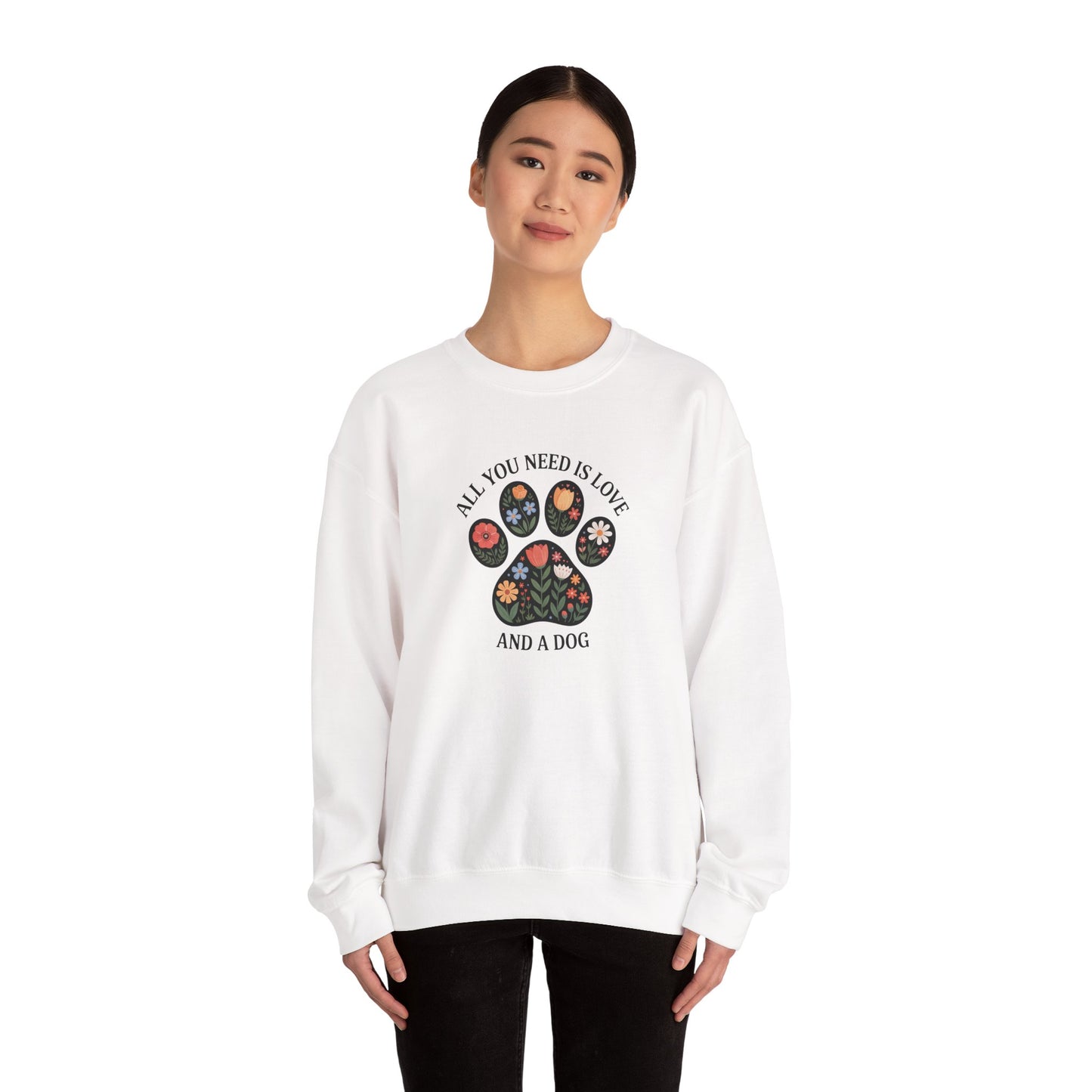 All You Need Is Love & A Dog | Floral Paw Print Sweatshirt