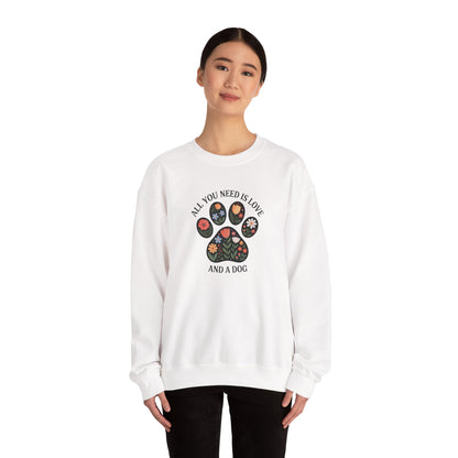 All You Need Is Love & A Dog | Floral Paw Print Sweatshirt