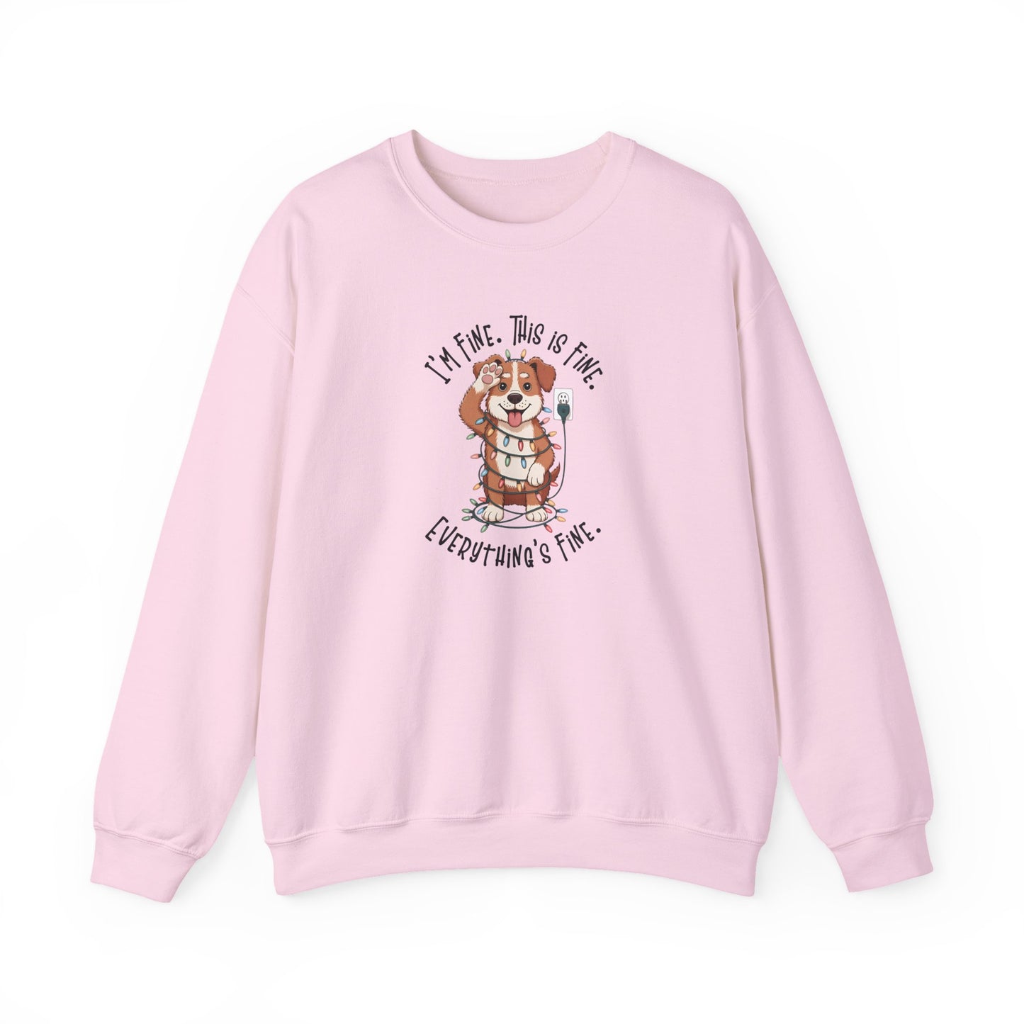 I'm Fine This Is Fine Dog Christmas Lights Sweatshirt
