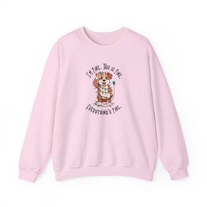 I'm Fine This Is Fine Dog Christmas Lights Sweatshirt