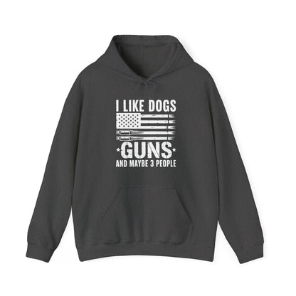 "I Like Dogs, Guns & Maybe 3 People" Patriotic Unisex Hoodie