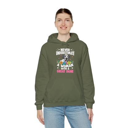 Woman With A Great Dane Hoodie | Funny Floral Dog Mom Gift