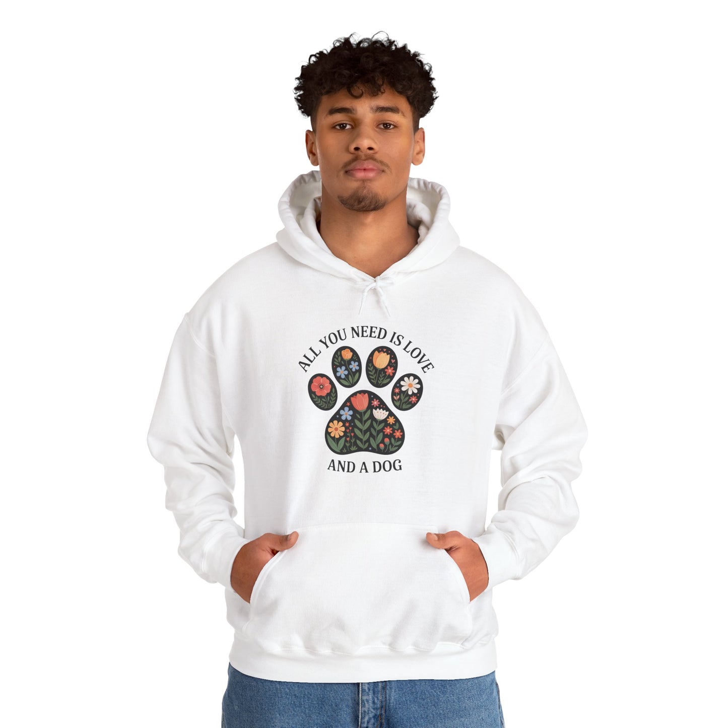 All You Need Is Love & A Dog | Floral Paw Print Hoodie