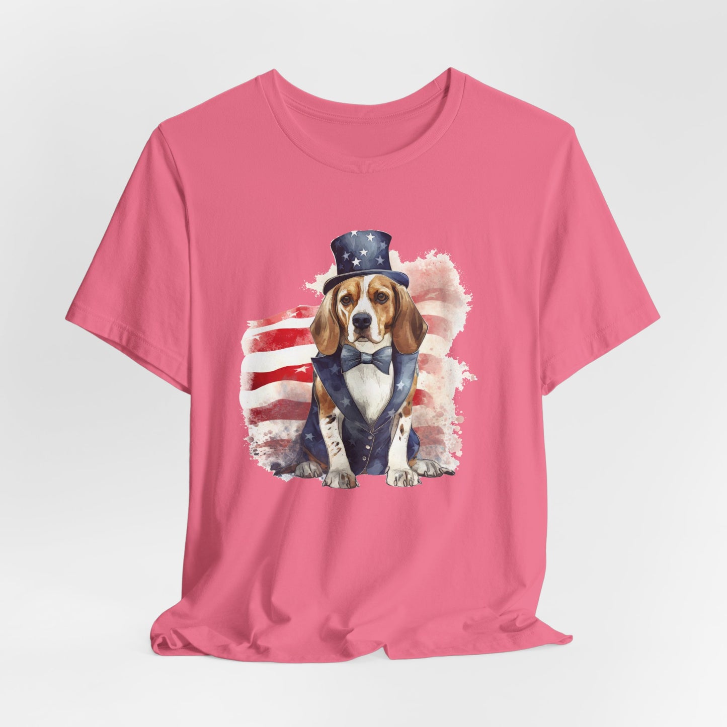 Patriotic Beagle in Stars & Stripes Suit – Unisex T-Shirt