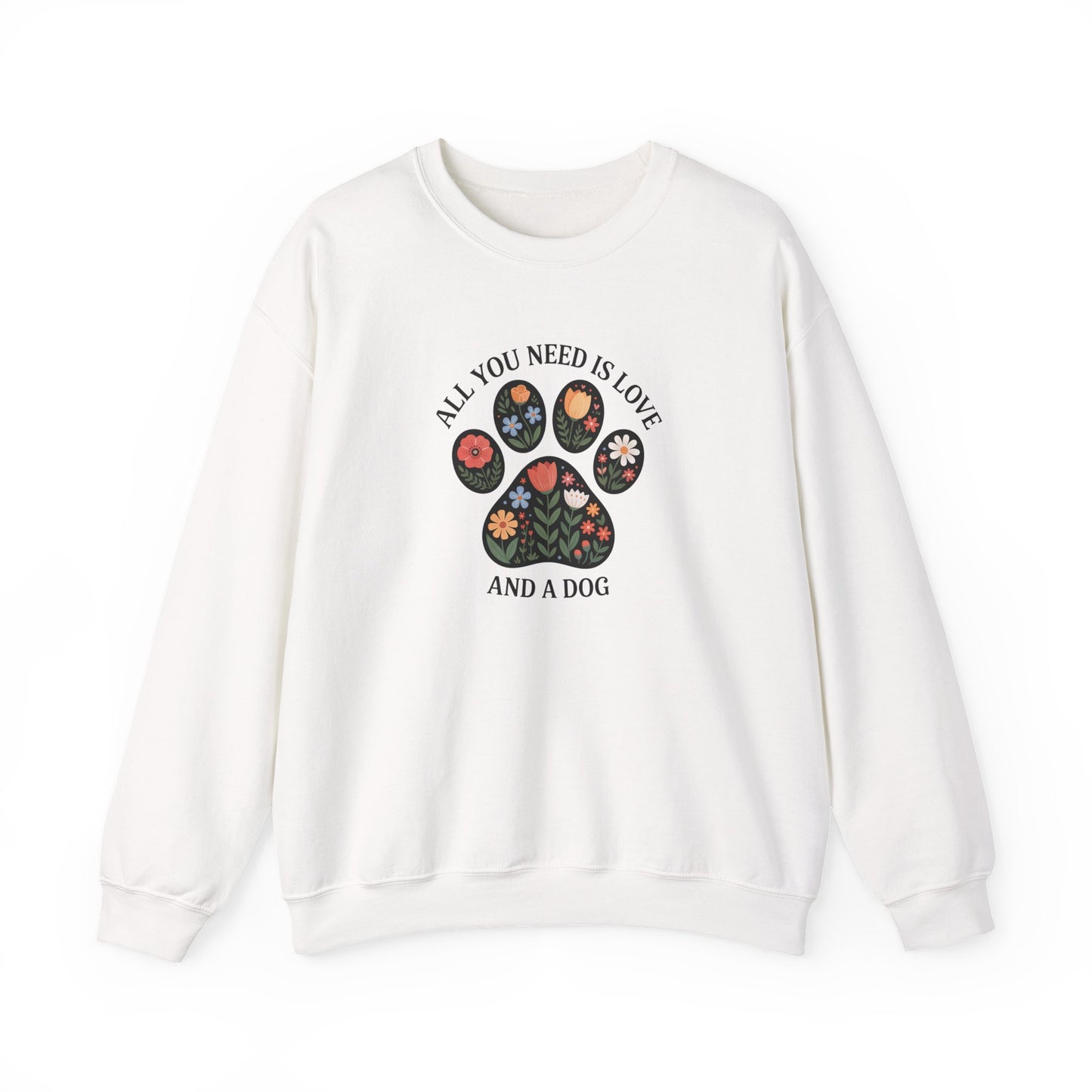 All You Need Is Love & A Dog | Floral Paw Print Sweatshirt