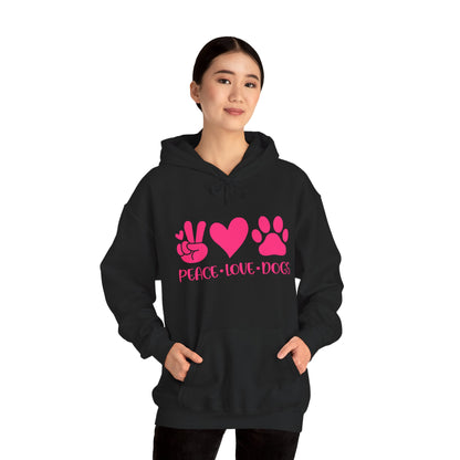 Peace Love Dogs - Pink Hearts and Paws Hoodie