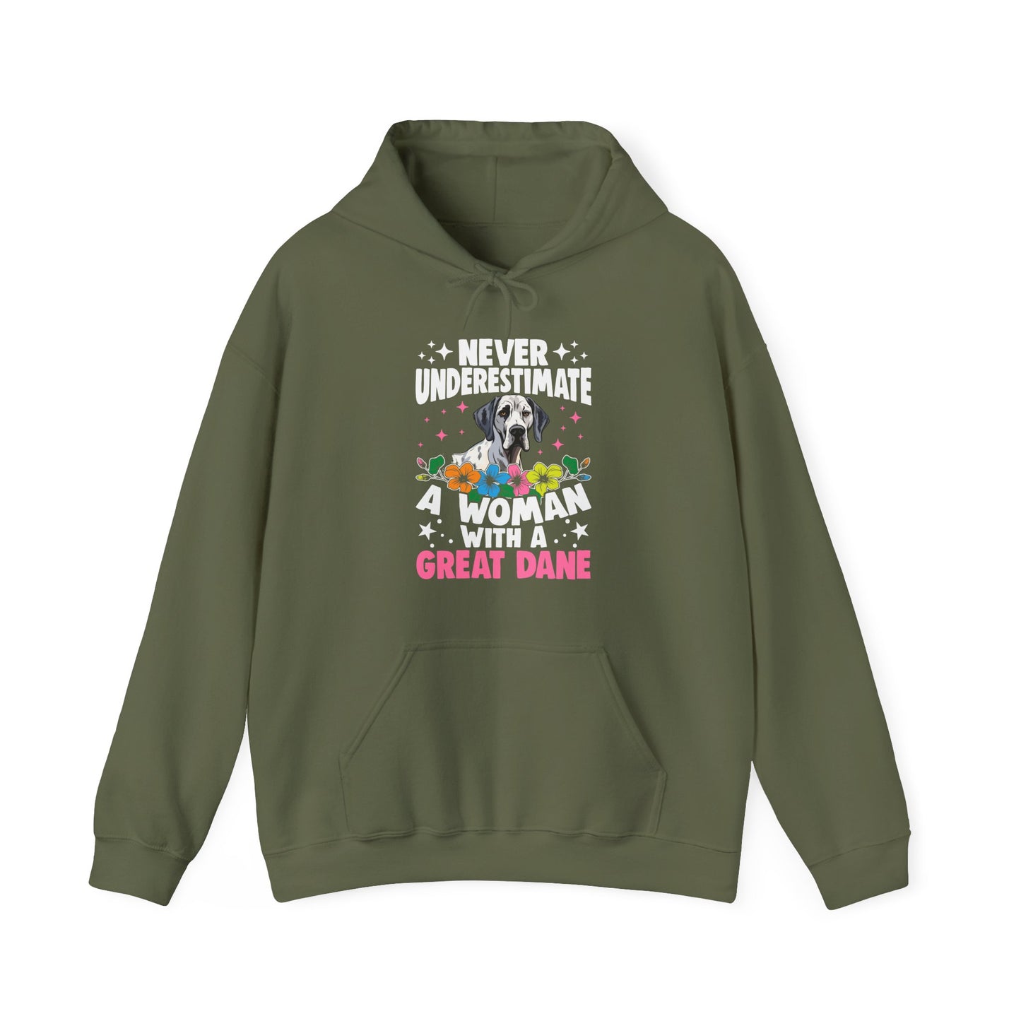 Woman With A Great Dane Hoodie | Funny Floral Dog Mom Gift