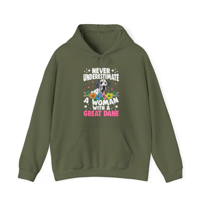 Woman With A Great Dane Hoodie | Funny Floral Dog Mom Gift