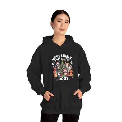 Most Likely To Pet All The Dogs Christmas Hoodie