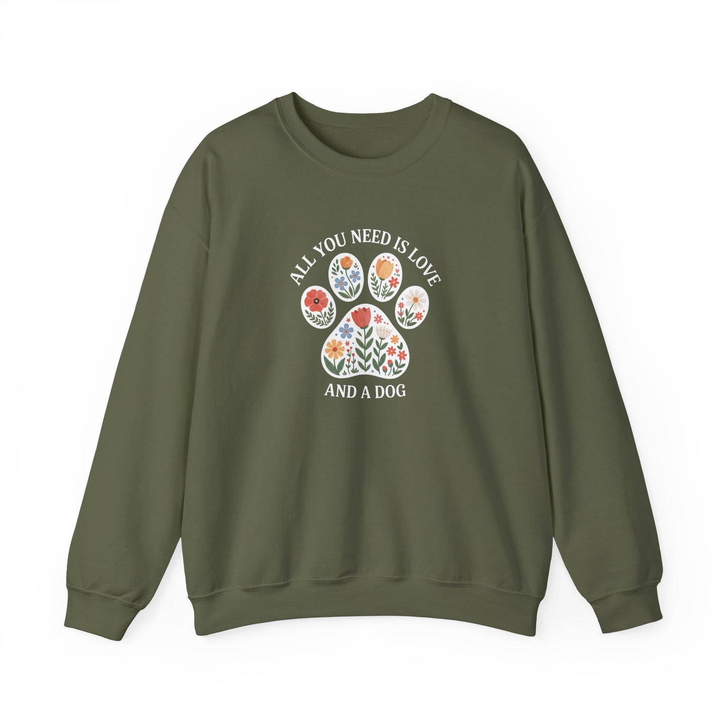 All You Need Is Love & A Dog | Floral Paw Print Sweatshirt