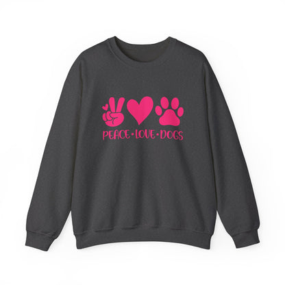 Peace Love Dogs Pink Graphic  Sweatshirt