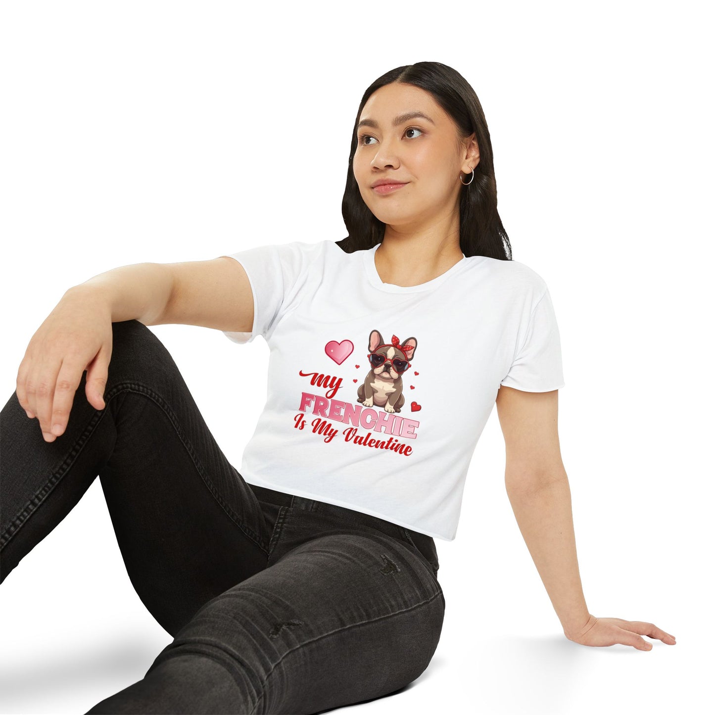 Cute French Bulldog Valentine Crop Top – My Frenchie Is My Valentine