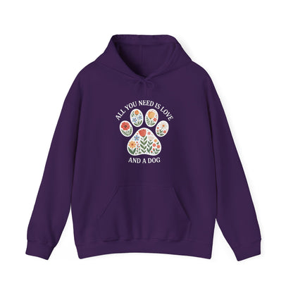 All You Need Is Love & A Dog | Floral Paw Print Hoodie