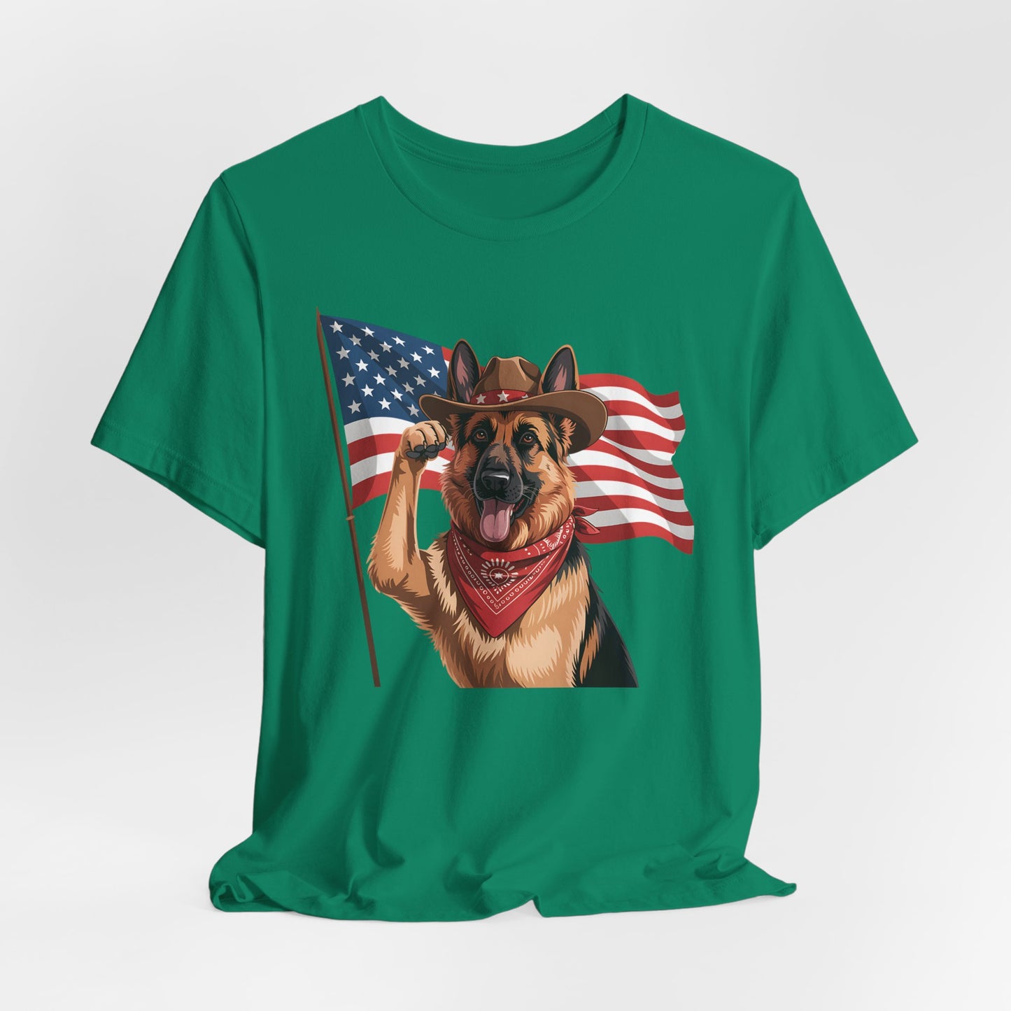 Stars, Stripes & Shepherds Tee – Cowboy Canine Patriot