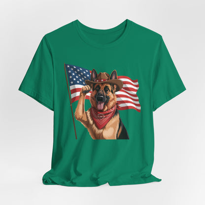 Stars, Stripes & Shepherds Tee – Cowboy Canine Patriot
