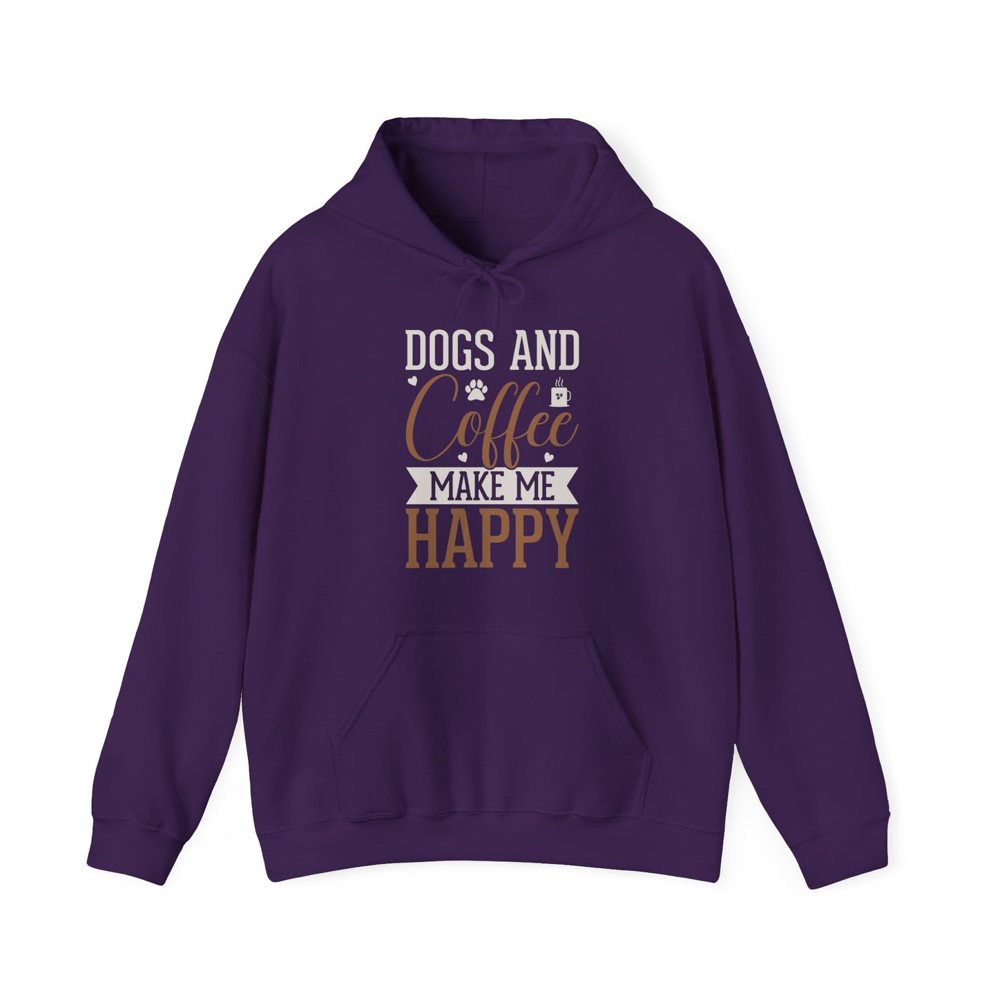 “Dogs and Coffee Make Me Happy” Unisex Hoodie – Cozy Dog Lover & Coffee Addict Sweatshirt