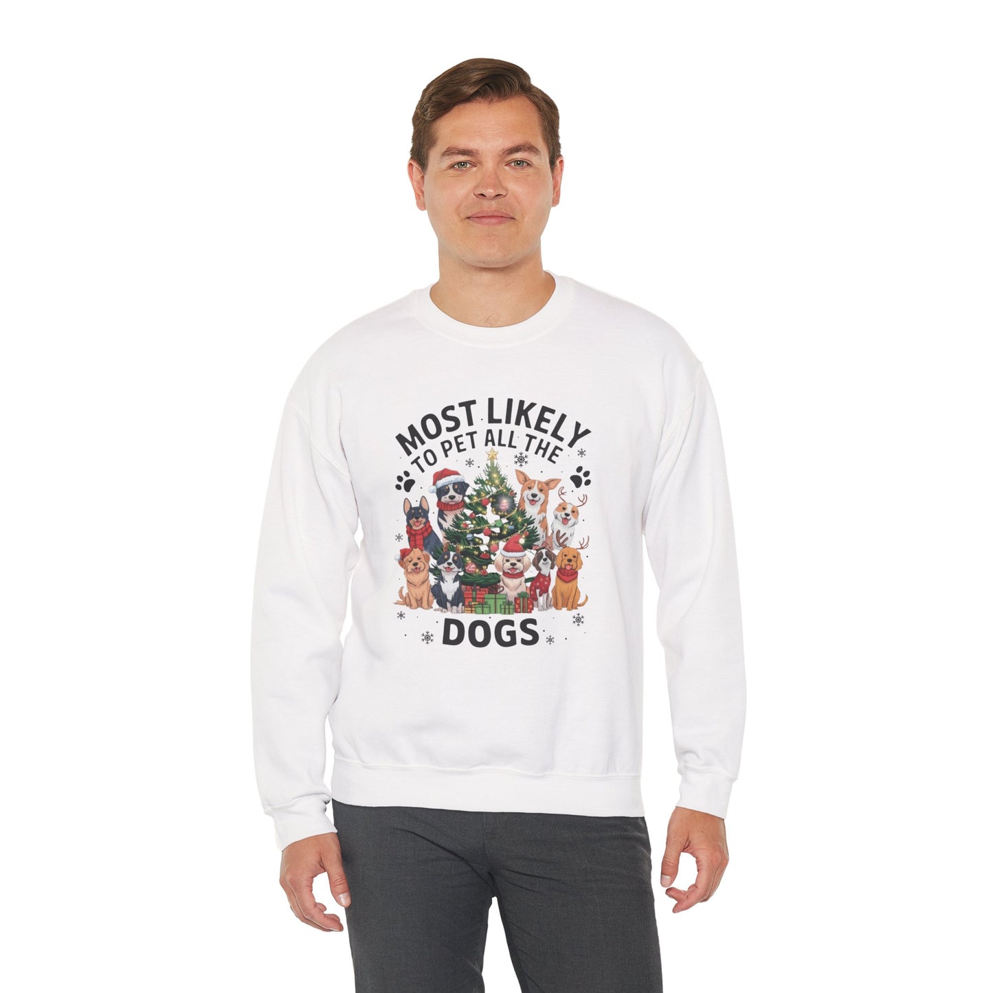 Most Likely to Pet All the Dogs Christmas Unisex Sweatshirt