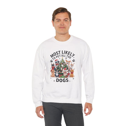 Most Likely to Pet All the Dogs Christmas Unisex Sweatshirt
