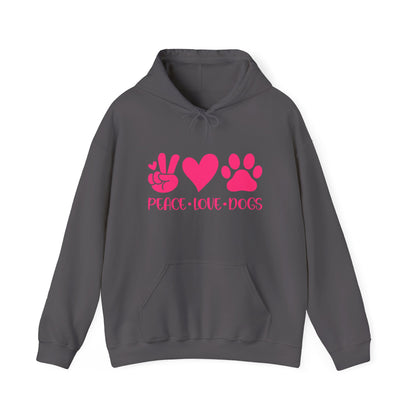 Peace Love Dogs - Pink Hearts and Paws Hoodie