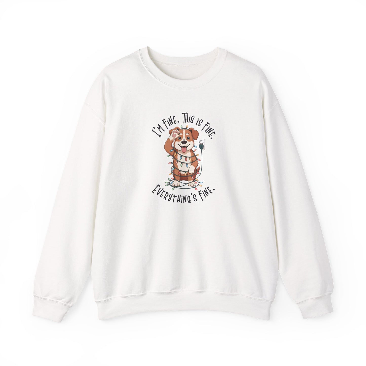I'm Fine This Is Fine Dog Christmas Lights Sweatshirt