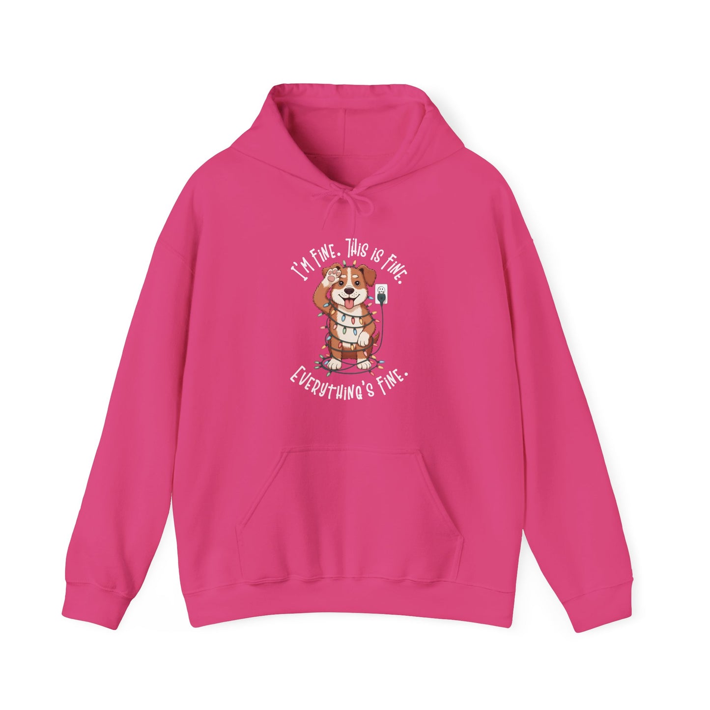 I'm Fine This Is Fine Dog Christmas Lights Hoodie