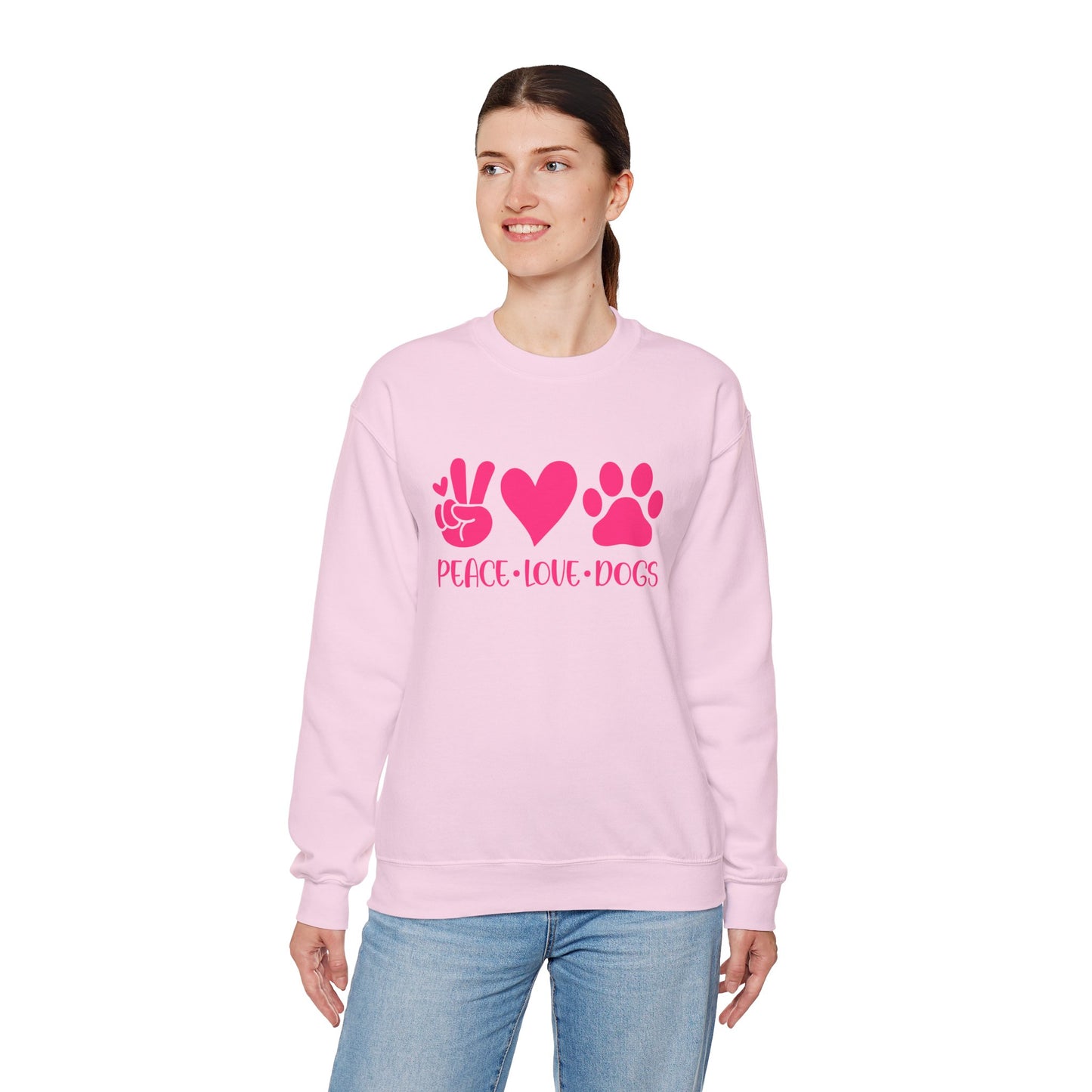 Peace Love Dogs Pink Graphic  Sweatshirt