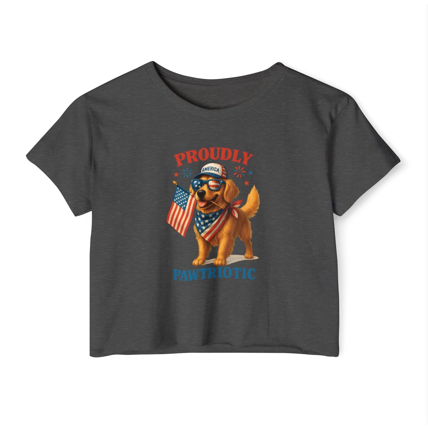 Proudly Pawtriotic Dog Crop Top – 4th of July Patriotic Pet Lover Tee