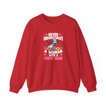 Woman With A Great Dane Sweatshirt | Funny Floral Dog Mom Gift