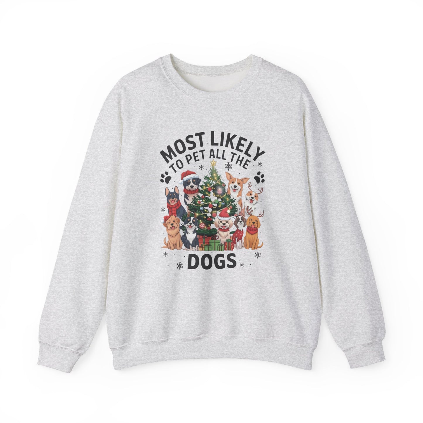 Most Likely to Pet All the Dogs Christmas Unisex Sweatshirt
