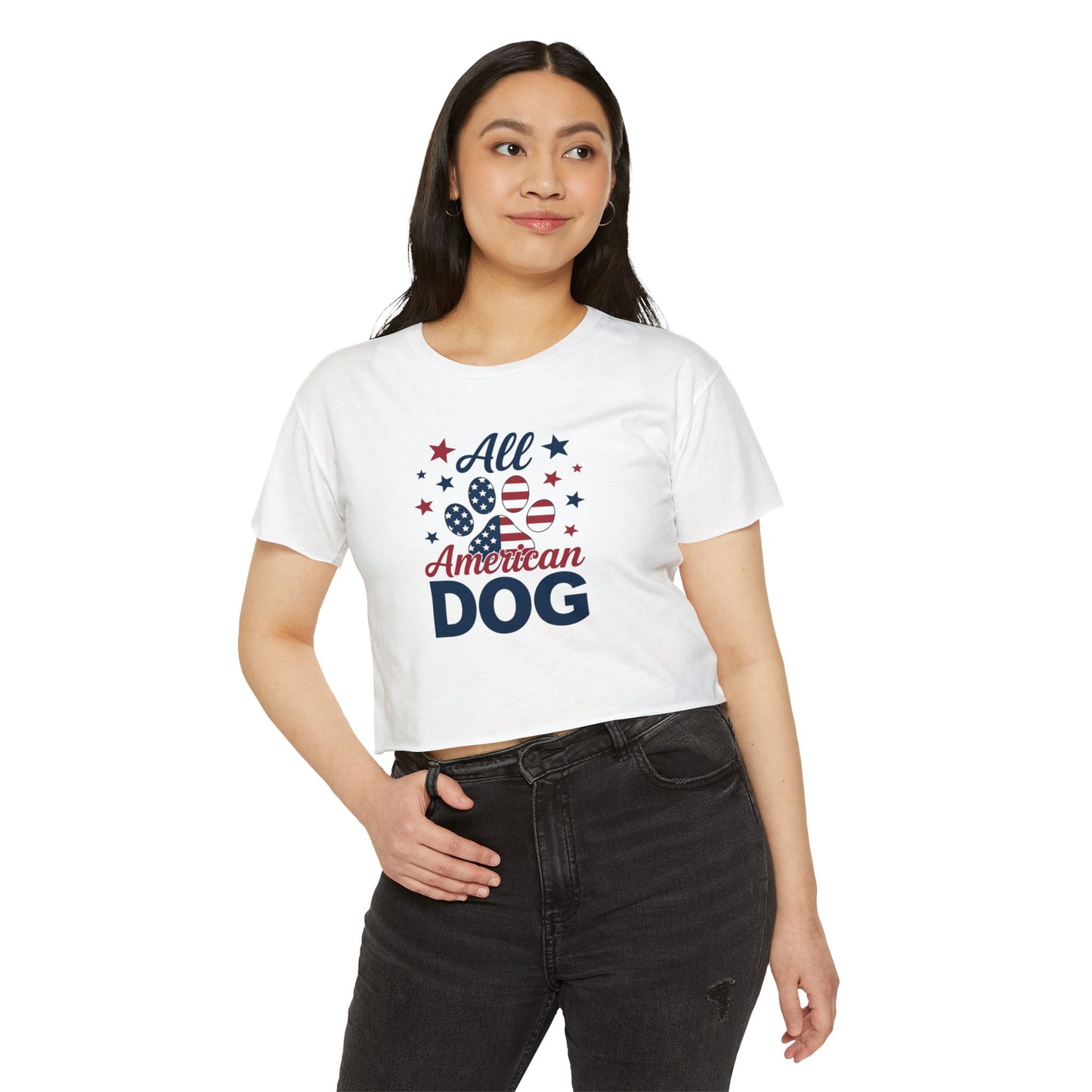 All American Dog Crop Top – Patriotic 4th of July Pet Lover Tee