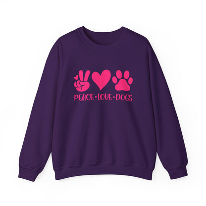 Peace Love Dogs Pink Graphic  Sweatshirt