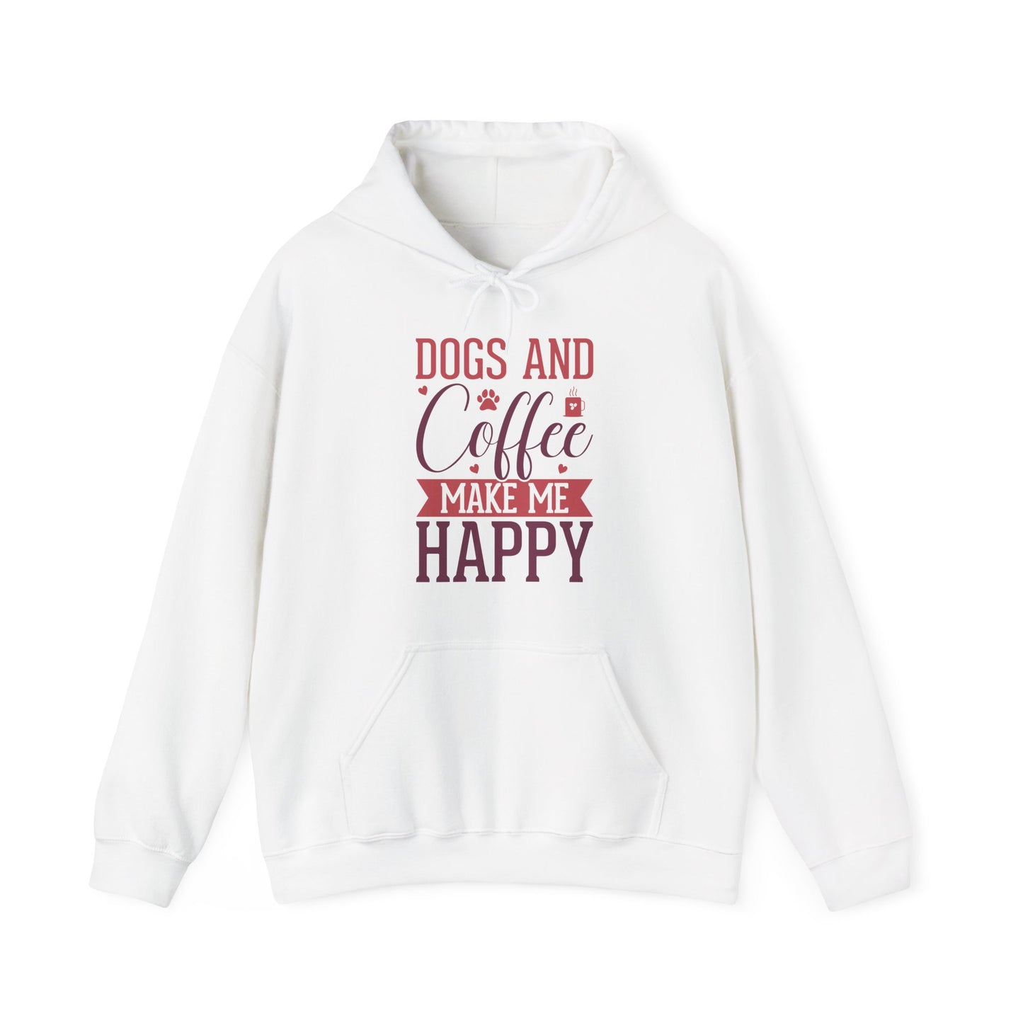 “Dogs and Coffee Make Me Happy” Unisex Hoodie – Cozy Dog Lover & Coffee Addict Sweatshirt