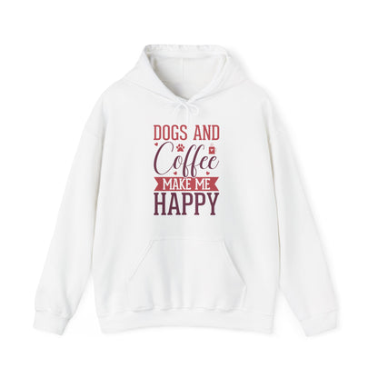 “Dogs and Coffee Make Me Happy” Unisex Hoodie – Cozy Dog Lover & Coffee Addict Sweatshirt